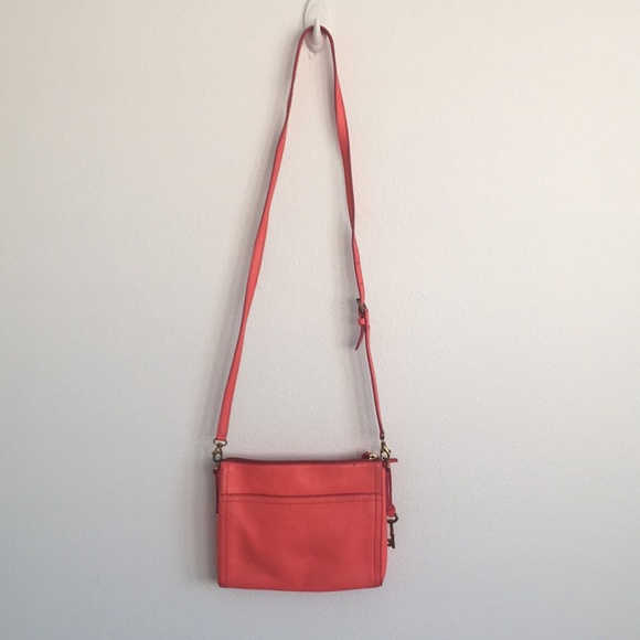 FOSSIL ORANGE LEATHER CROSSBODY - Picture 1 of 16